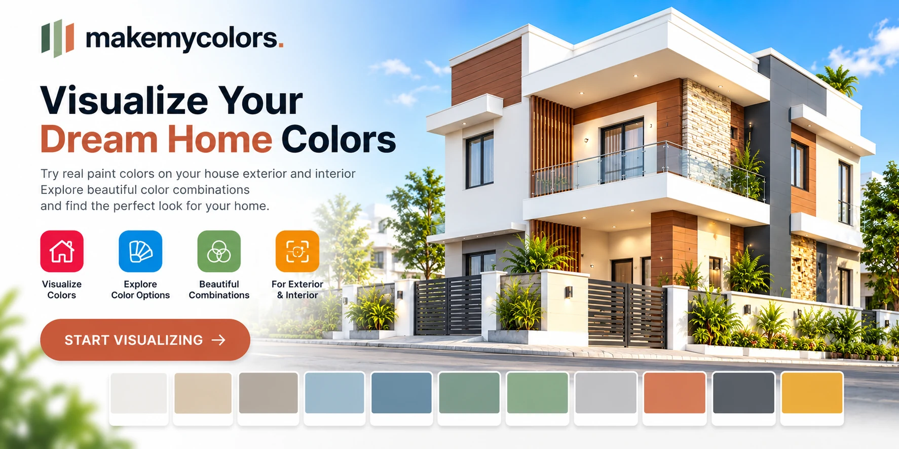 Modern Indian home with a MakeMyColors invitation to explore paint colors